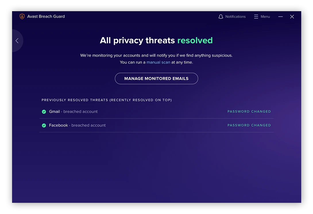 Avast BreachGuard 的隐私报告适用于 Windows10